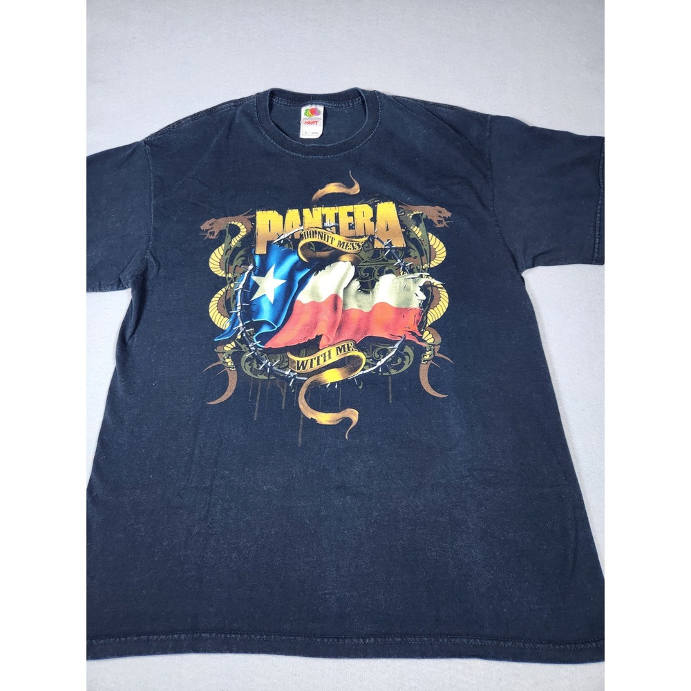 Pantera Texas Flag Do Not Mess With Me Graphic T-Shirt Black XL Fruit Loom